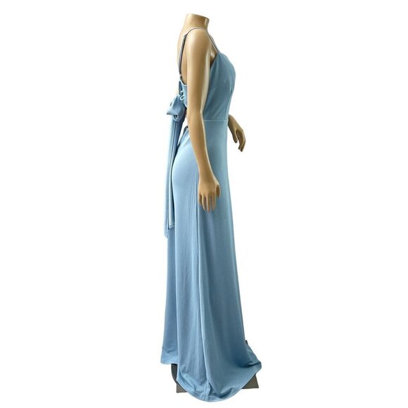 Birdy Grey Benny‎ Crepe Maxi Formal Bridesmaid Dress Dusty Blue Large NWT - Picture 5 of 14